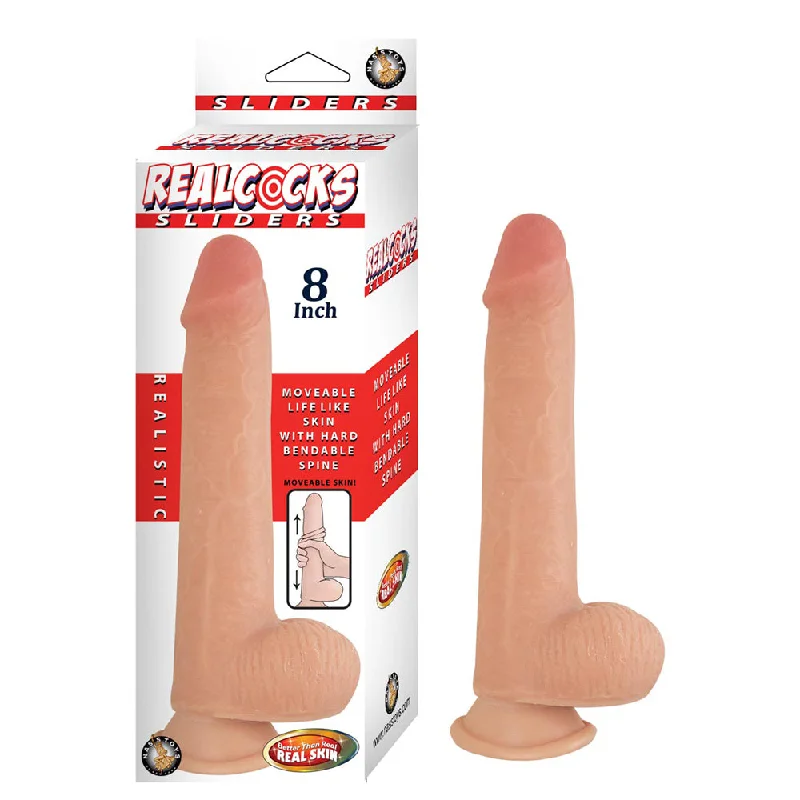 cock ring cozy texture-Realcocks Sliders 8" White