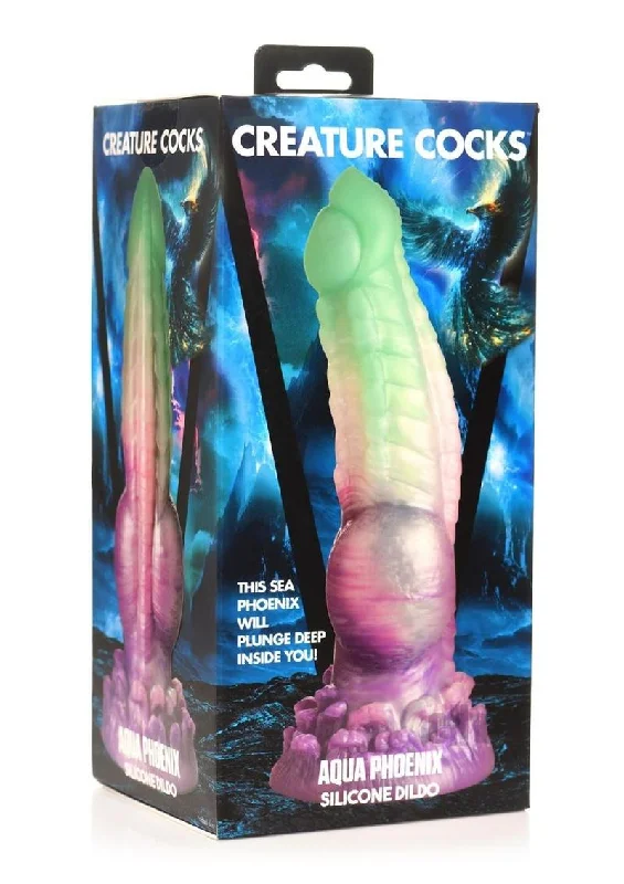 cock ring hushed vibration-Creature Cocks Aqua Phoenix