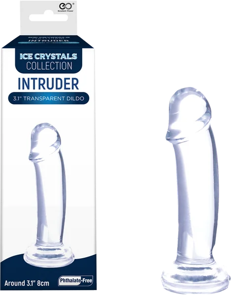 penis-odor-natural-solutions-Ice Crystals Collection - Intruder 3.1" Transparent Dildo - Clear