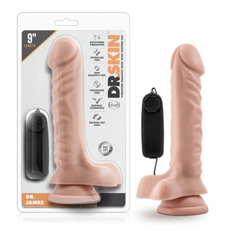 penis-circumcision-recovery-tips-Blush Dr. Skin Dr. James Realistic 9 in. Vibrating Dildo with Balls & Suction Cup Beige