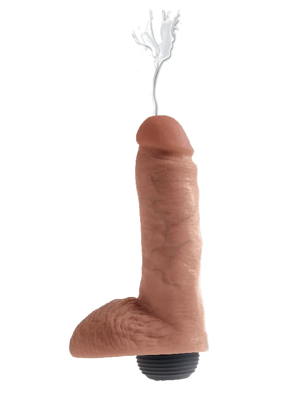 cock ring sleek texture-King Cock 8 Inch Squirting Cock With Balls -Tan