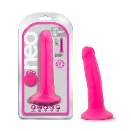 penis-nerve-health-guide-Blush Neo 6 in. Dual Density Dildo with Suction Cup Neon Pink