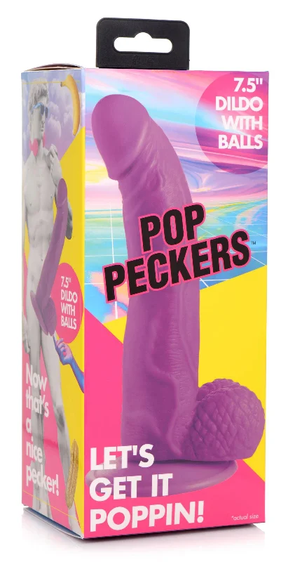 penis-measurement-techniques-easy-Pop Pecker 7.5 Inch Dildo With Balls - Purple