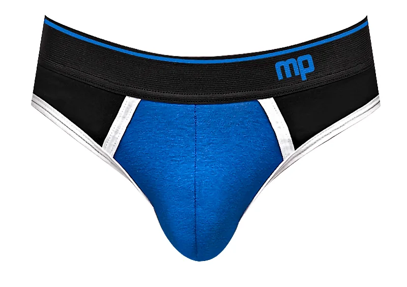 bamboo boyshort panties-Retro Sport Panel Thong - L/ XL - Black/ Blue