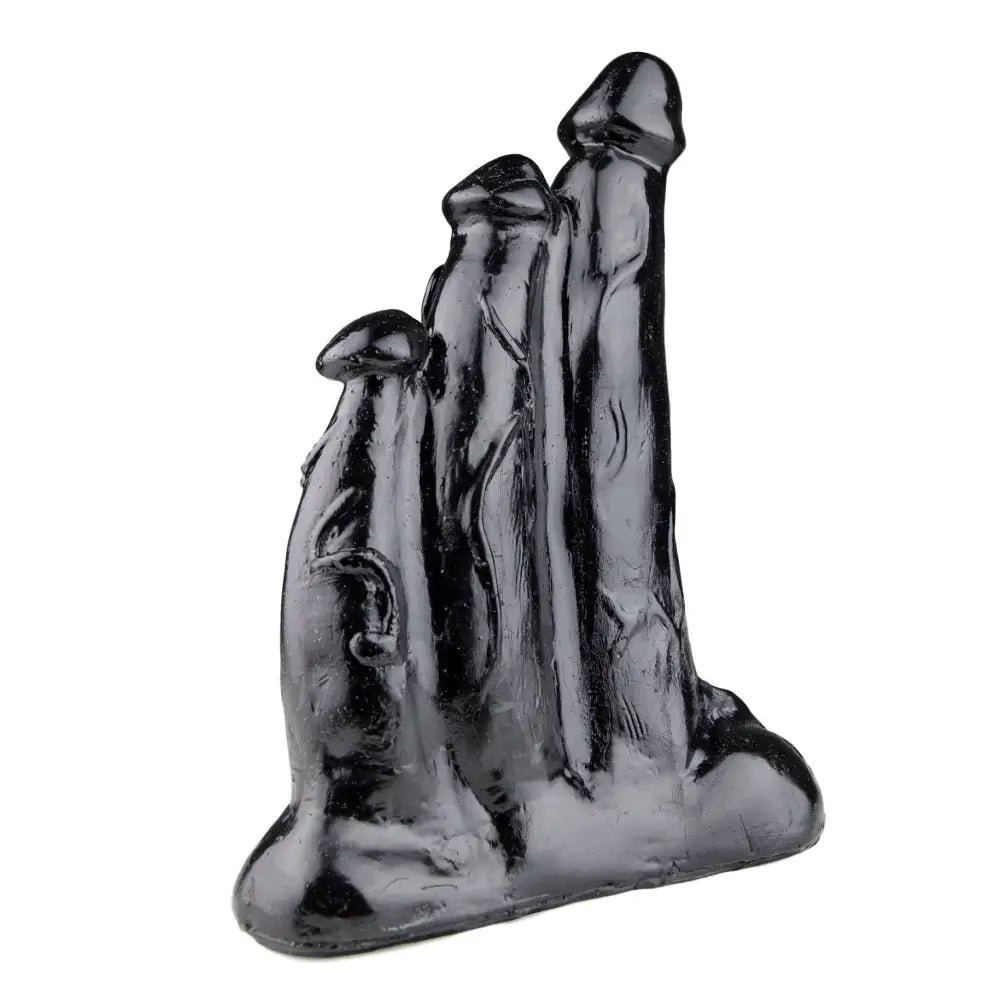 Dildo-bleached-10-inch Large Triple Penetration Black Dildo