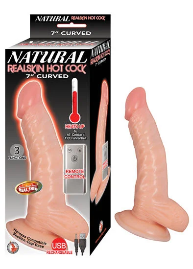 cock ring edgy style-Natural Realskin Hot Cock Curved 7 Inch - Flesh