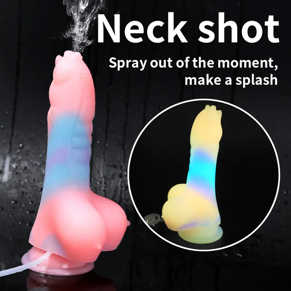 anal toys with solid grip-New Squirting Dildo Luminous Ejaculating Penis for Women with Strong Suction Cup Soft Dildo G-Spot Stimulation Anal Toy