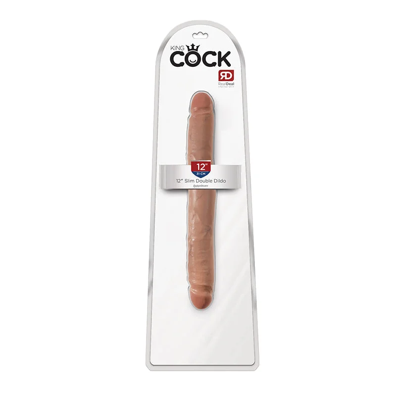 penis-workout-routines-advanced-King Cock  12 Inch Slim Double Dildo - Tan