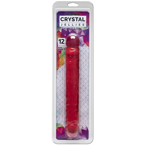 penis-pain-relief-natural-Crystal Jellies - 12" Jr. Double Dong - Multiple Colours