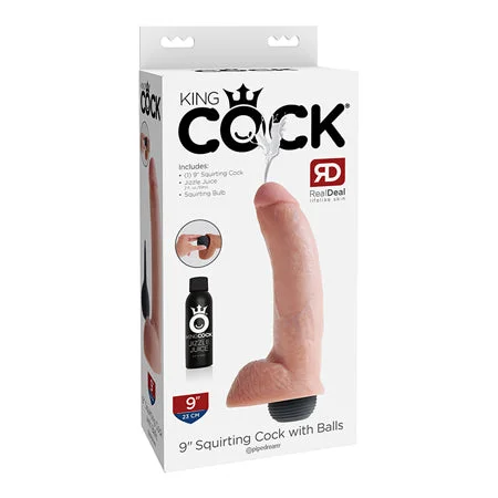 how-to-strengthen-penis-naturally-Pipedream King Cock 9 in. Squirting Cock With Balls Realistic Dildo Beige