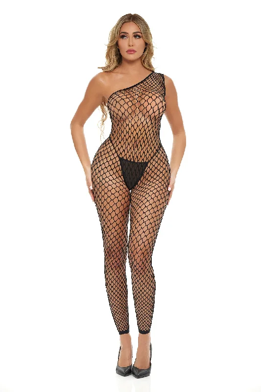 men’s nylon briefs-Let's Link Bodystocking - One Size - Black