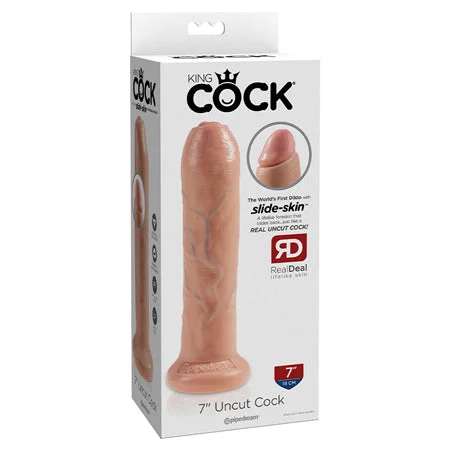 penis-odor-natural-solutions-Pipedream King Cock 7 in. Uncut Cock Realistic Dildo With Moveable Foreskin & Suction Cup Beige