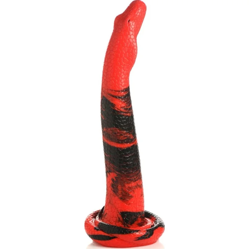 penis-exercise-benefits-myths-Creature Cocks - Large King Cobra 14" Long Silicone Dong - Red/Black