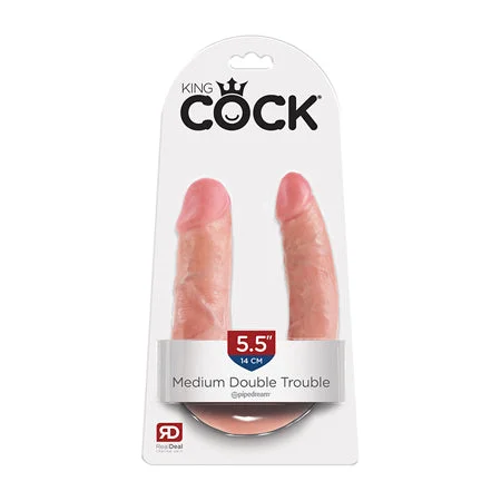 penis-swelling-causes-explained-Pipedream King Cock Double Trouble Medium 5.5 in. Realistic Dual-Ended Dildo Beige