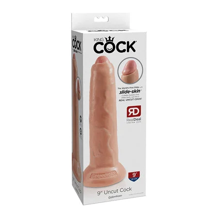 penis-strength-exercises-safe-Pipedream King Cock 9 in. Uncut Cock Realistic Dildo With Moveable Foreskin & Suction Cup Beige