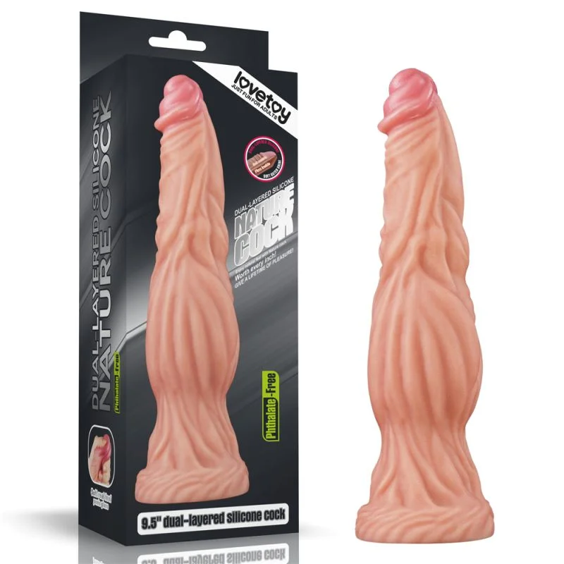 penis-circumcision-care-instructions-Nature Cock - Dual Layered Platinum Silicone Dildo 9.5" - Flesh