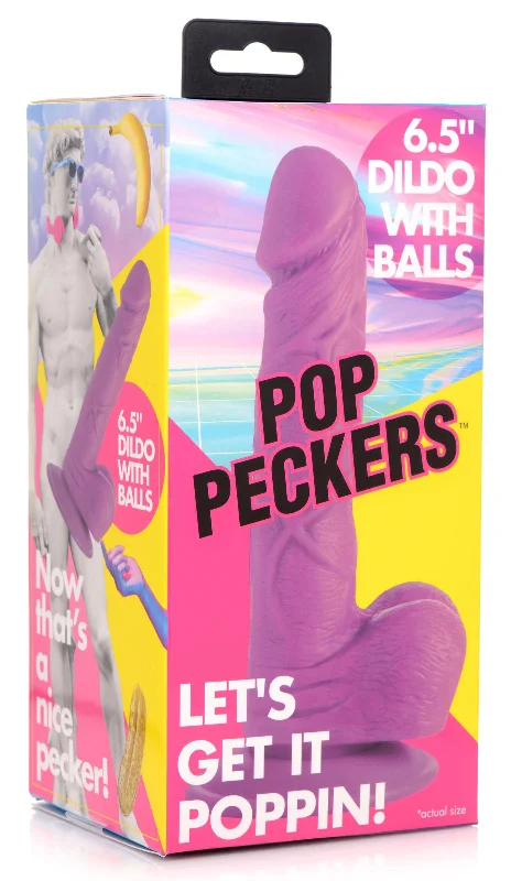 penis-workout-plans-free-Pop Pecker 6.5 Inch Dildo With Balls - Purple