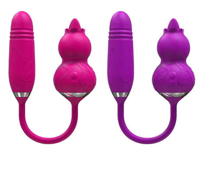 anal toys for sensual thrills-Double End Thrusting Anal Dildo Clit Stimulator - Realistic Gourd Silicone Female Sex Toys Gift