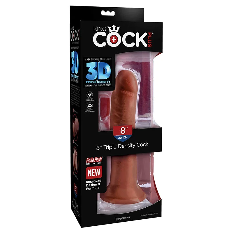 cock ring cozy design-King Cock Plus 8 In. Triple Density Cock Brown