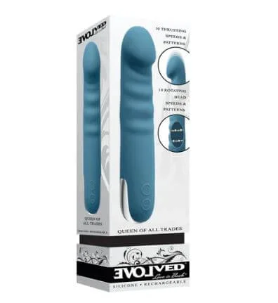 penis-cleaning-methods-effective-Queen of All Trades - Rechargeable Silicone Dual Vibrator - Blue