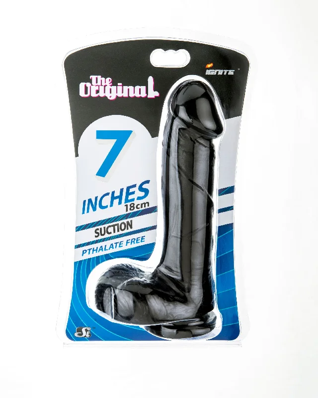 cock ring rugged style-Si-20411 7in COCK W/BALLS W/SUCTION-BLACK