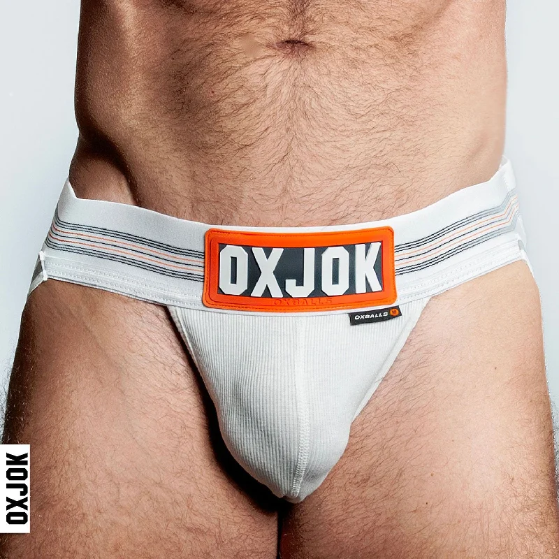 striped modal briefs-Slingjock Upthrust Slider-Strap Jock White Snow -  Xl