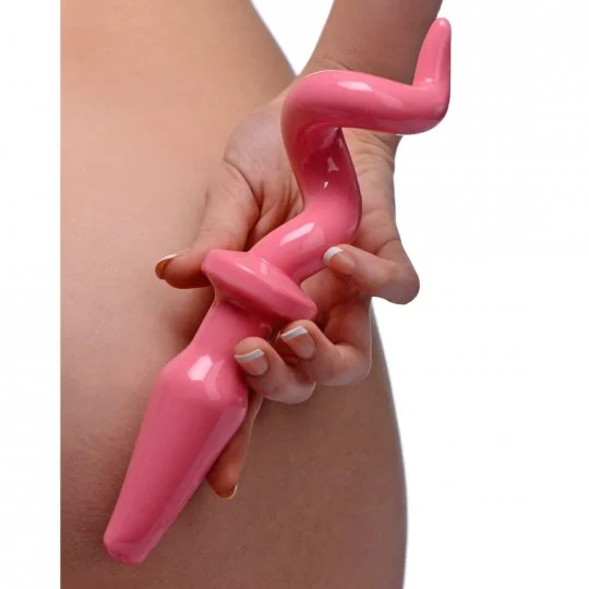 anal toys with soft curves-Sissy Piggy Tail Anal Plug