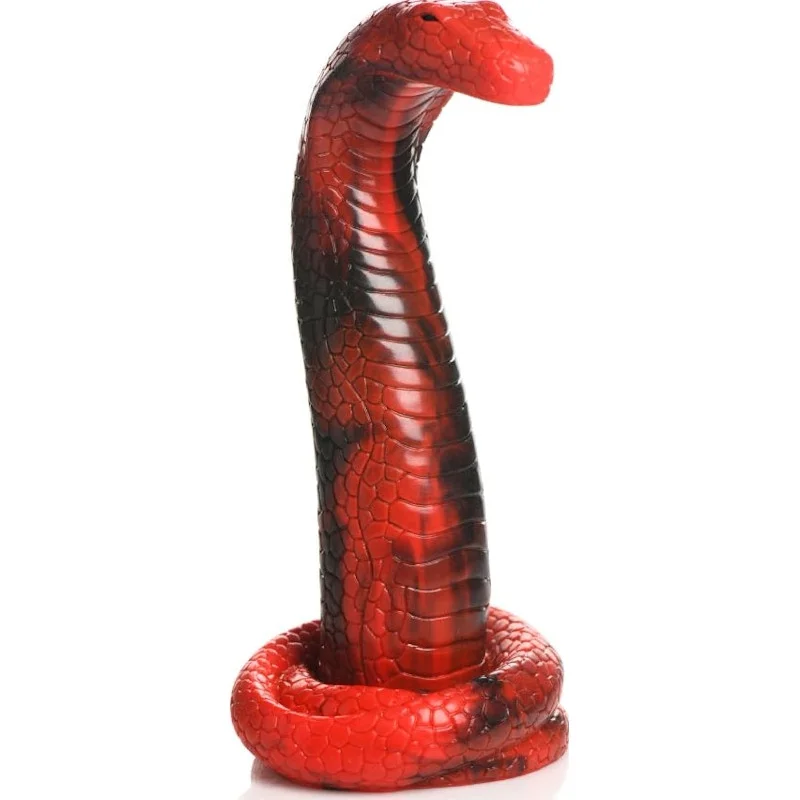 penis-skin-care-routine-Creature Cocks - King Cobra Silicone Dildo - Red/Black