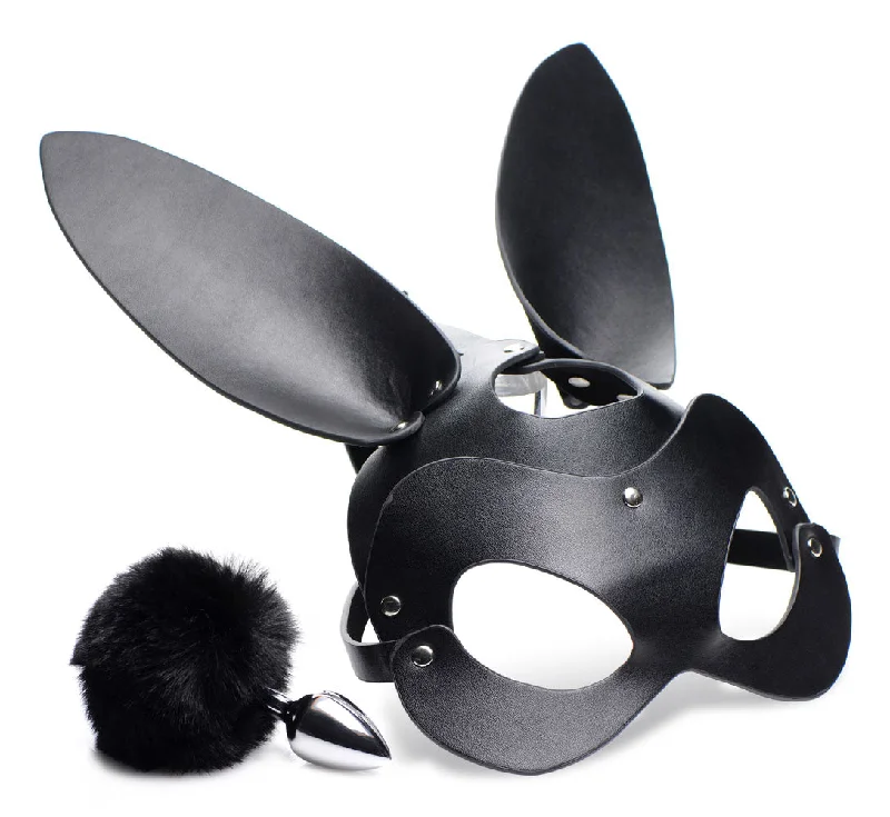 anal toys for rapid vibes-Bunny Tail Anal Plug and Mask Set