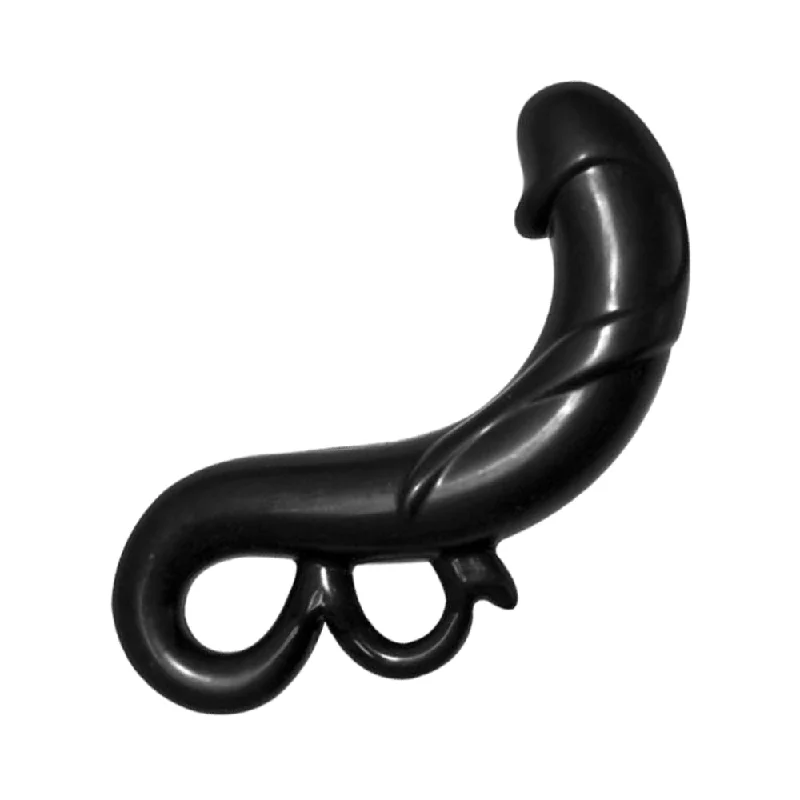 cock ring solid design-The Velvet Kiss Collection Little Dragon Silicone Dong - Black