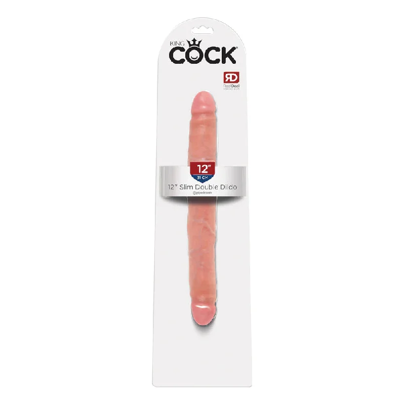 Penis-spiraled-King Cock 12" Slim Double Dildo Flesh