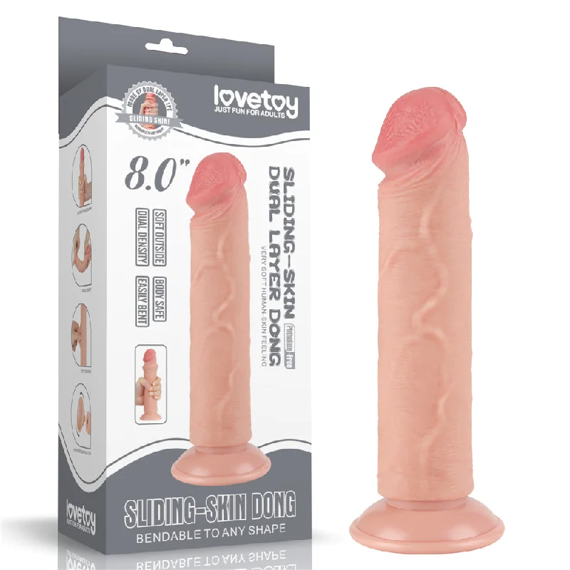 penis-vitamin-benefits-explained-Sliding Skin Dual Layer Dong -  20 cm (8'') Dong with Flexible Skin