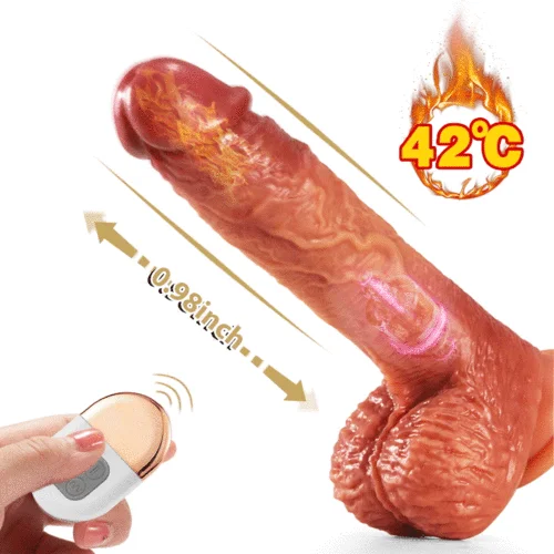 Dildo-chrome-Lurevibe - 3-in-1 Thrusting 5 Vibrations 42 ℃ Heating Realistic Non-sticky Blush Dildo 9 Inch