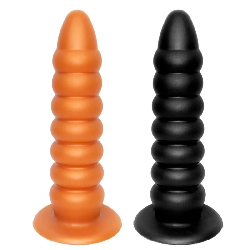 anal toys with solid vibes-Huge Anal Dildo Butt Plug - Big Threads Silicone Dildos Suction Cup Hands Free Play