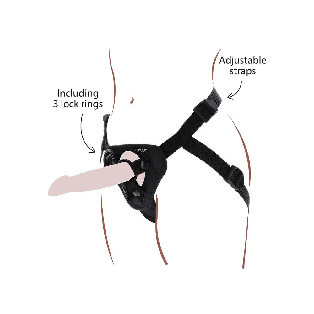 cock ring gentle style-Toyjoy Strap on Harness with 3 Silicone Rings