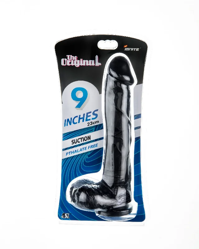 cock ring elite style-Si-20611 9in COCK W/BALLS W/SUCTION-BLACK