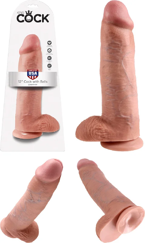 penis-blood-flow-supplements-Pipedream King Cock Giant Realistic Dildo with Balls and Suction Cup Mount Base 12 inch Flesh