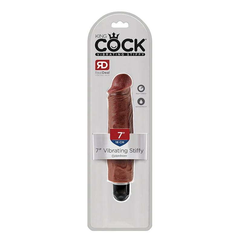 cock ring tight design-King Cock 7 inches Vibrating Stiffy Brown