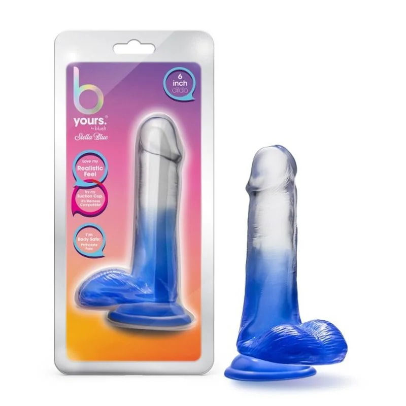 penis-pain-during-sleep-B Yours - Morning Dew 6 Inch Dildo - Stella Blue