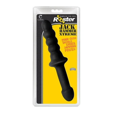 penis-nerve-repair-tips-Curve Toys Rooster Jackhammer XL 11.5 in. Rippled Dildo with Insertable Handle Black