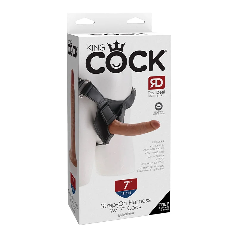 cock ring duo fun-King Cock Strap-on Harness W/ 7in Cock Tan