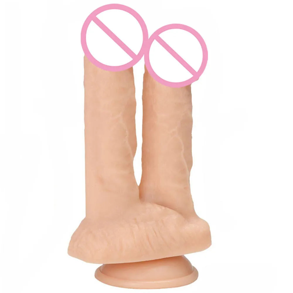 anal toys for soft relaxation-Double Dildos Female Masturbation Penetration Vagina for Anal Big Realistic Penis With Suction Cup Couples Sex Toys Consolador