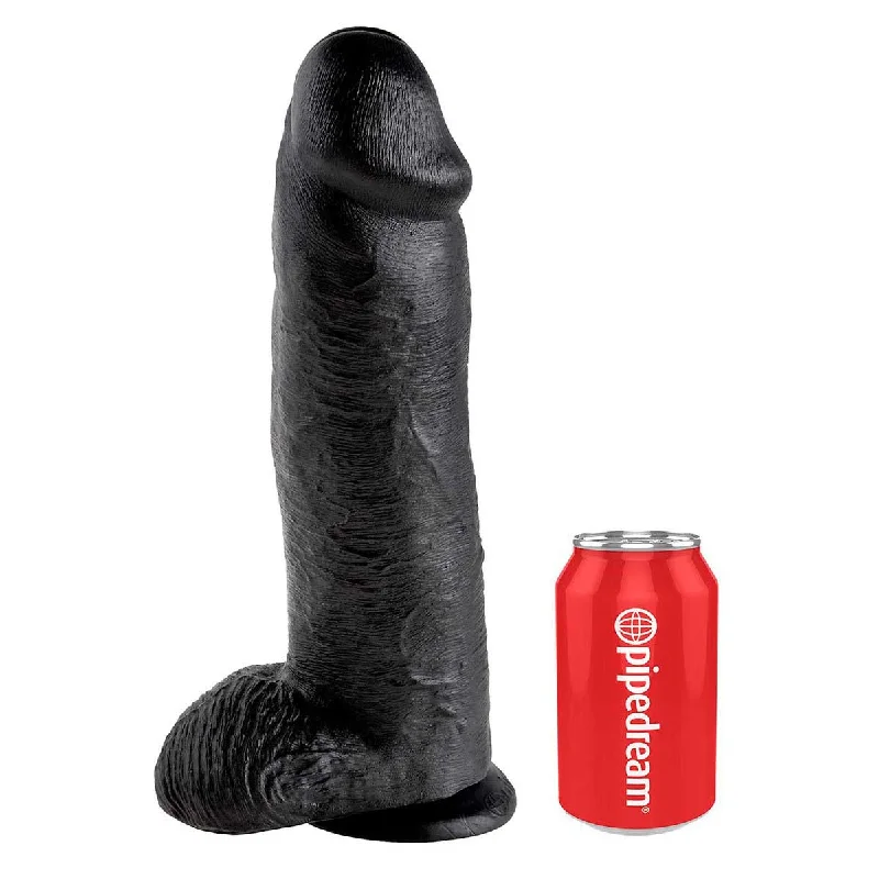 cock ring wet style-Pipedream King Cock 12 Inch Cock with Balls Black