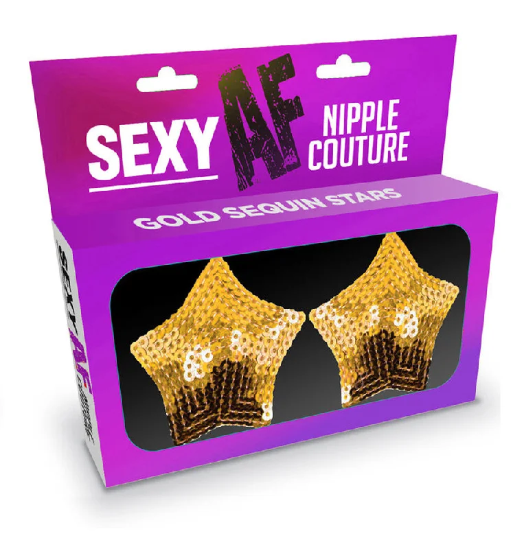 risqué nurse costume-Sexy Af Nipple Couture Gold Sequin Stars