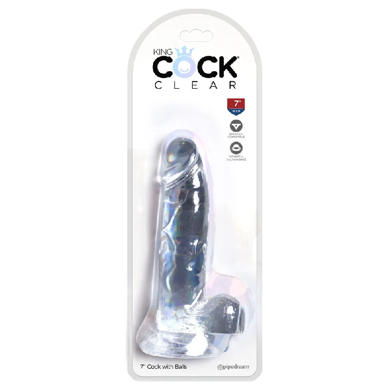 cock ring duo grip-King Cock Clear 7" Cock With Balls