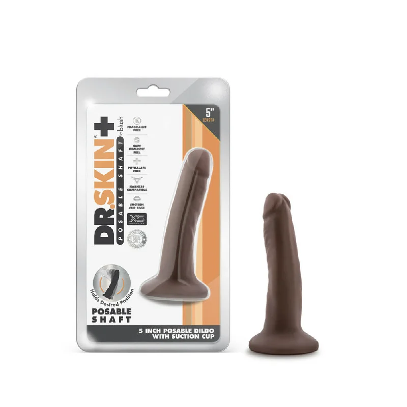 Penis-slippery-Dr. Skin Plus 5" Posable Dildo Chocolate