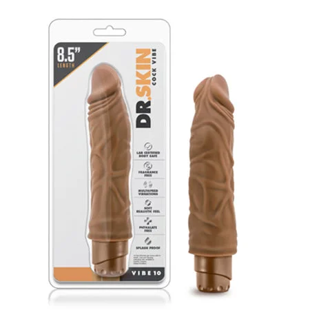 penis-growth-products-reviewed-Blush Dr. Skin Vibe 10 Realistic 8.5 in. Vibrating Dildo Tan