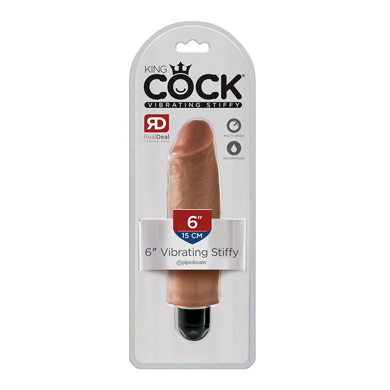 cock ring cozy fit-King Cock 6in Vibrating Stiffy Tan