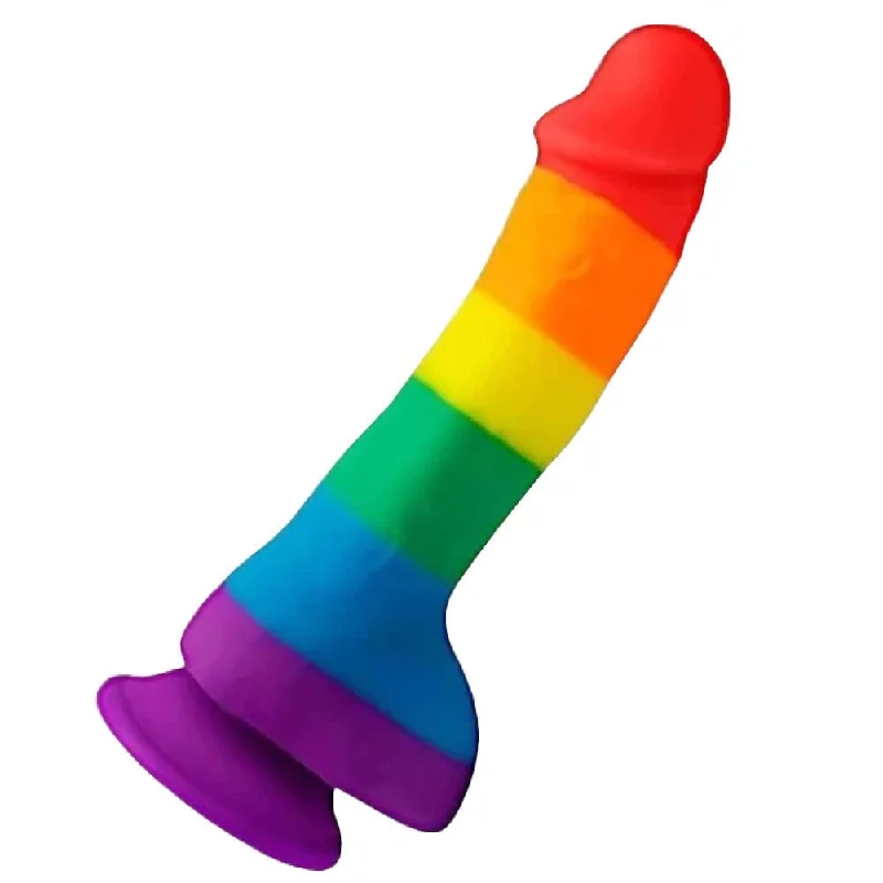 anal toys with lustrous finish-Colorful Pride 7" Rainbow Silicone Dildo With Suction Cup |/| Giant Bigest Anal