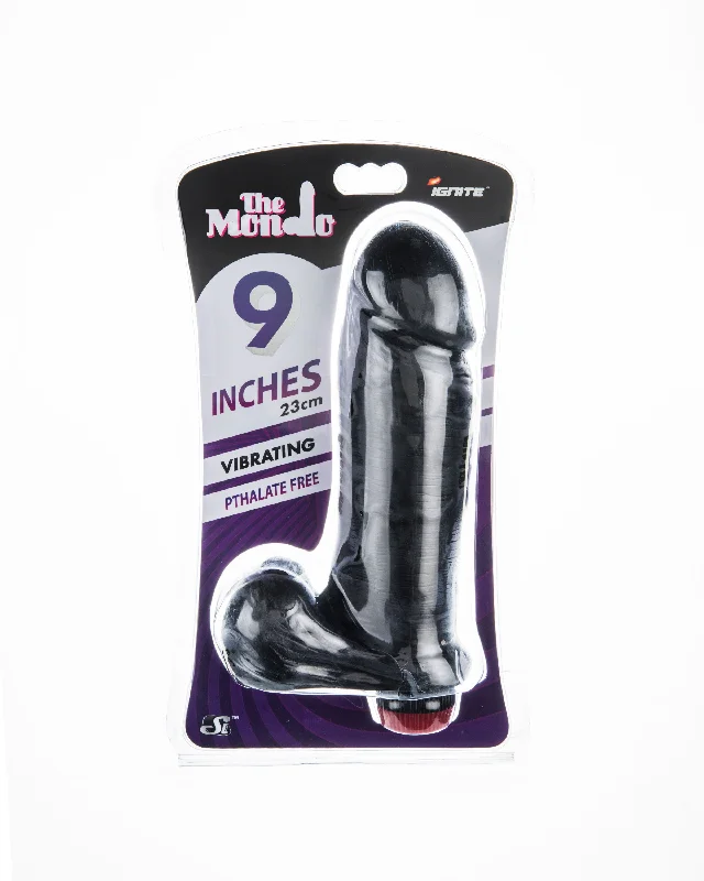 cock ring swift texture-Si-30221 9in THICK COCK W/BALLS & VIBRATION-BLACK